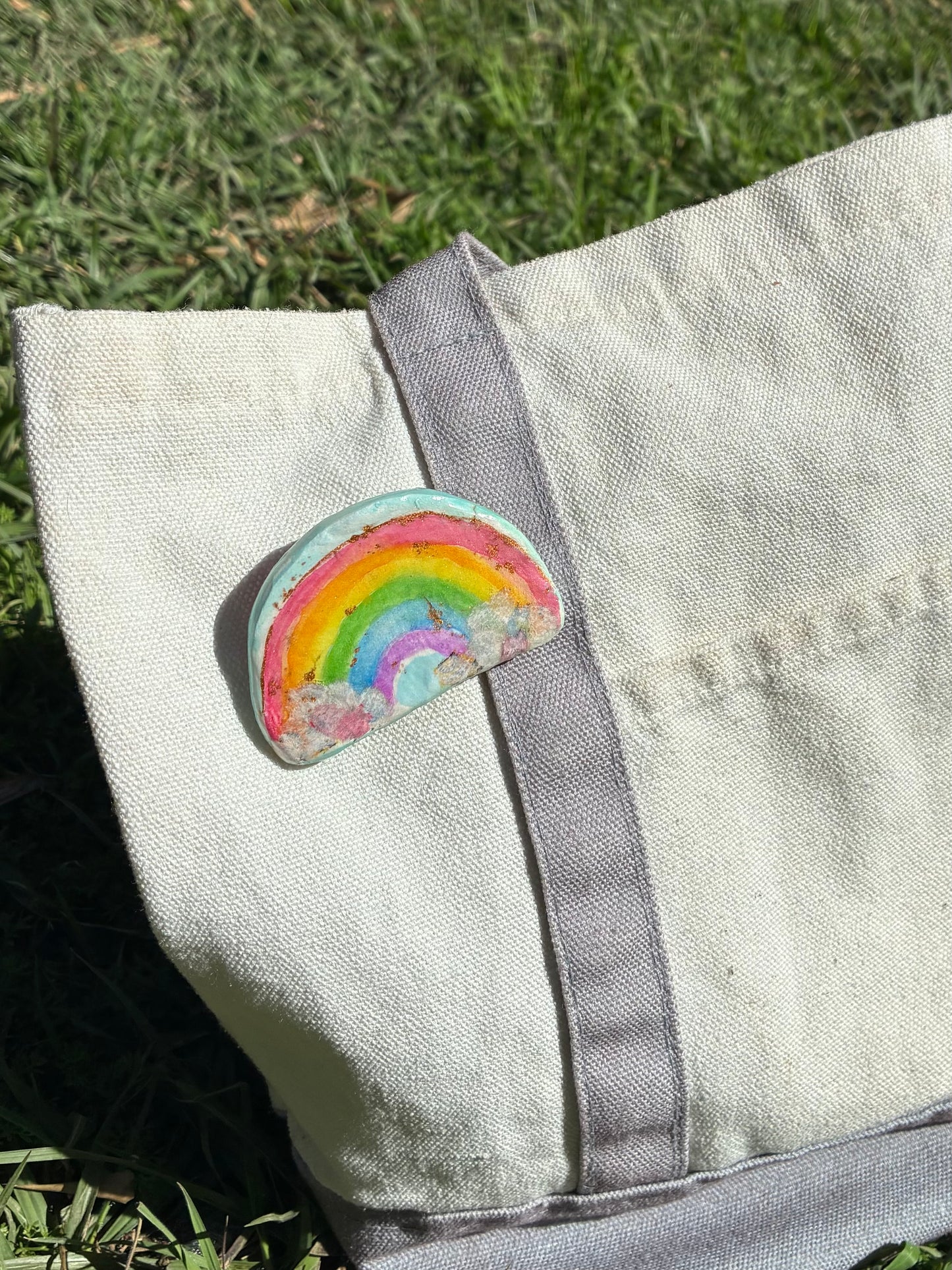 Tsugi Paper Clay Brooch: Rainbow