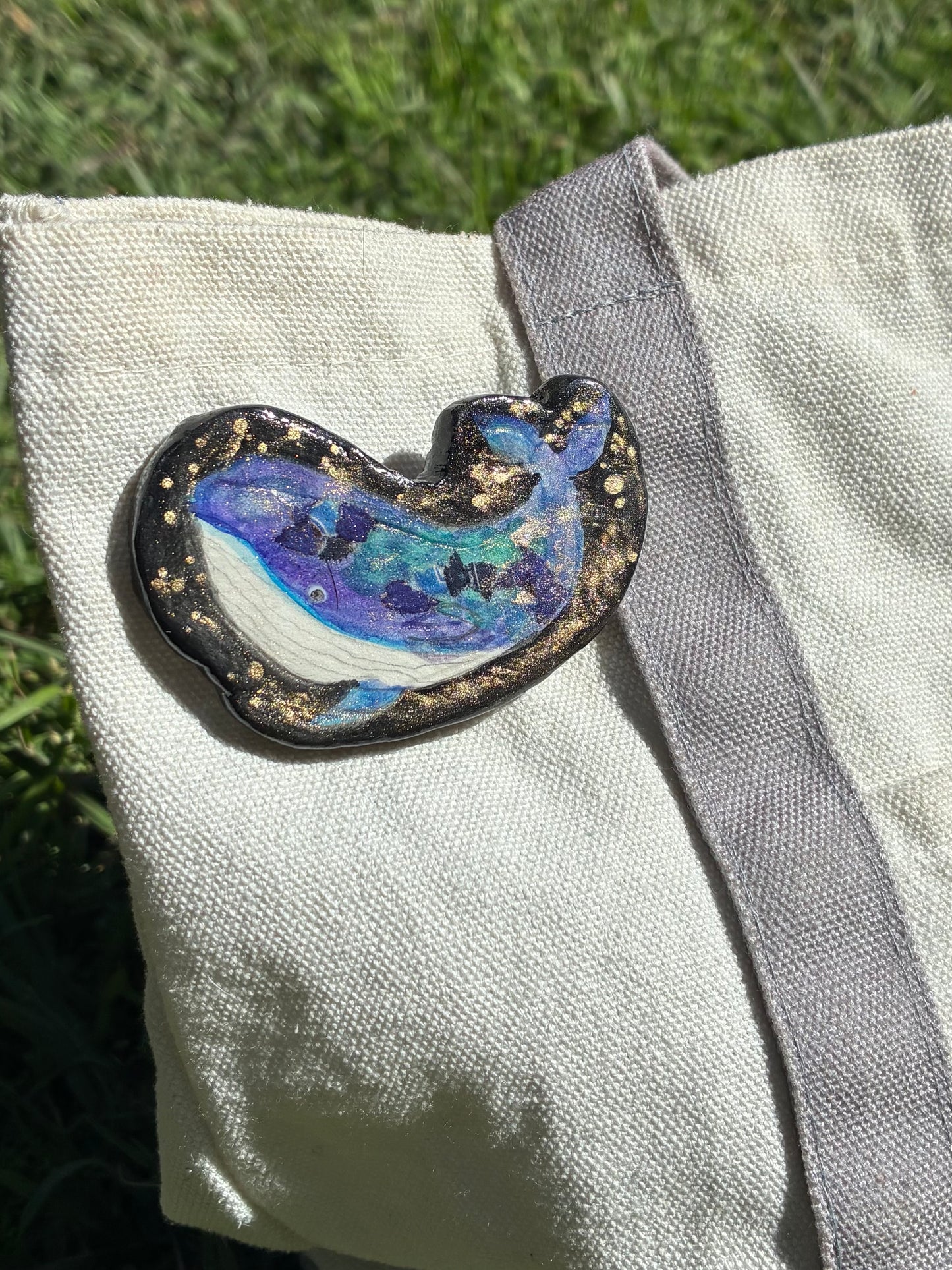 Tsugi Paper Clay Brooch: Whale