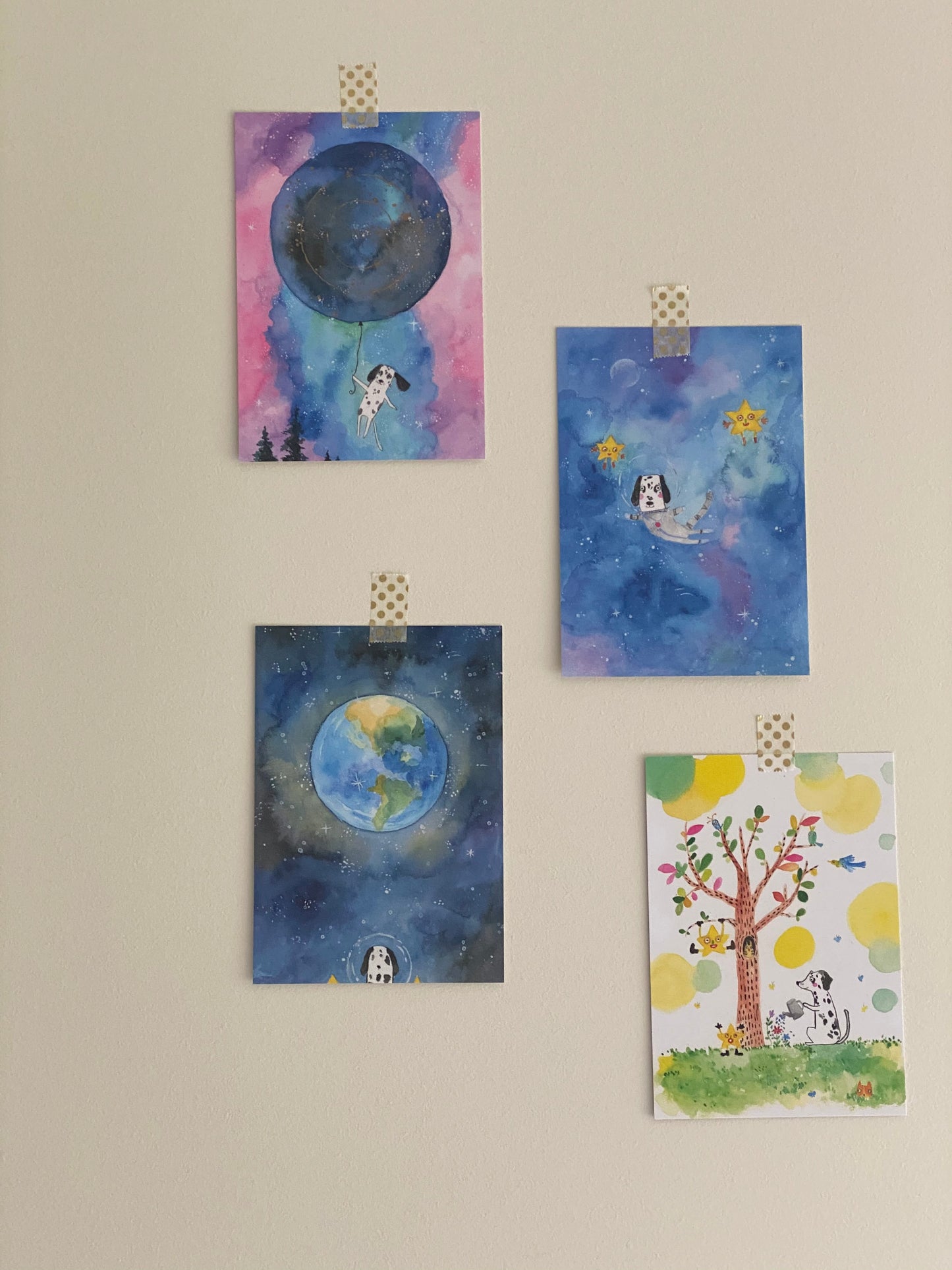 Dalmatian Watercolour Greeting Cards (Set Of 4)
