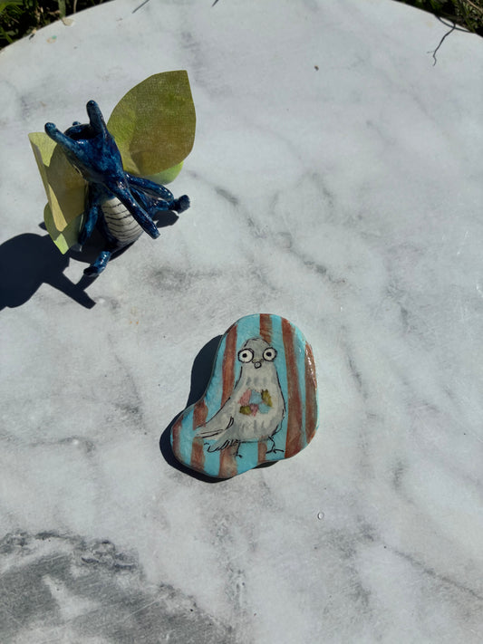 Tsugi Paper Clay Brooch: Pigeon