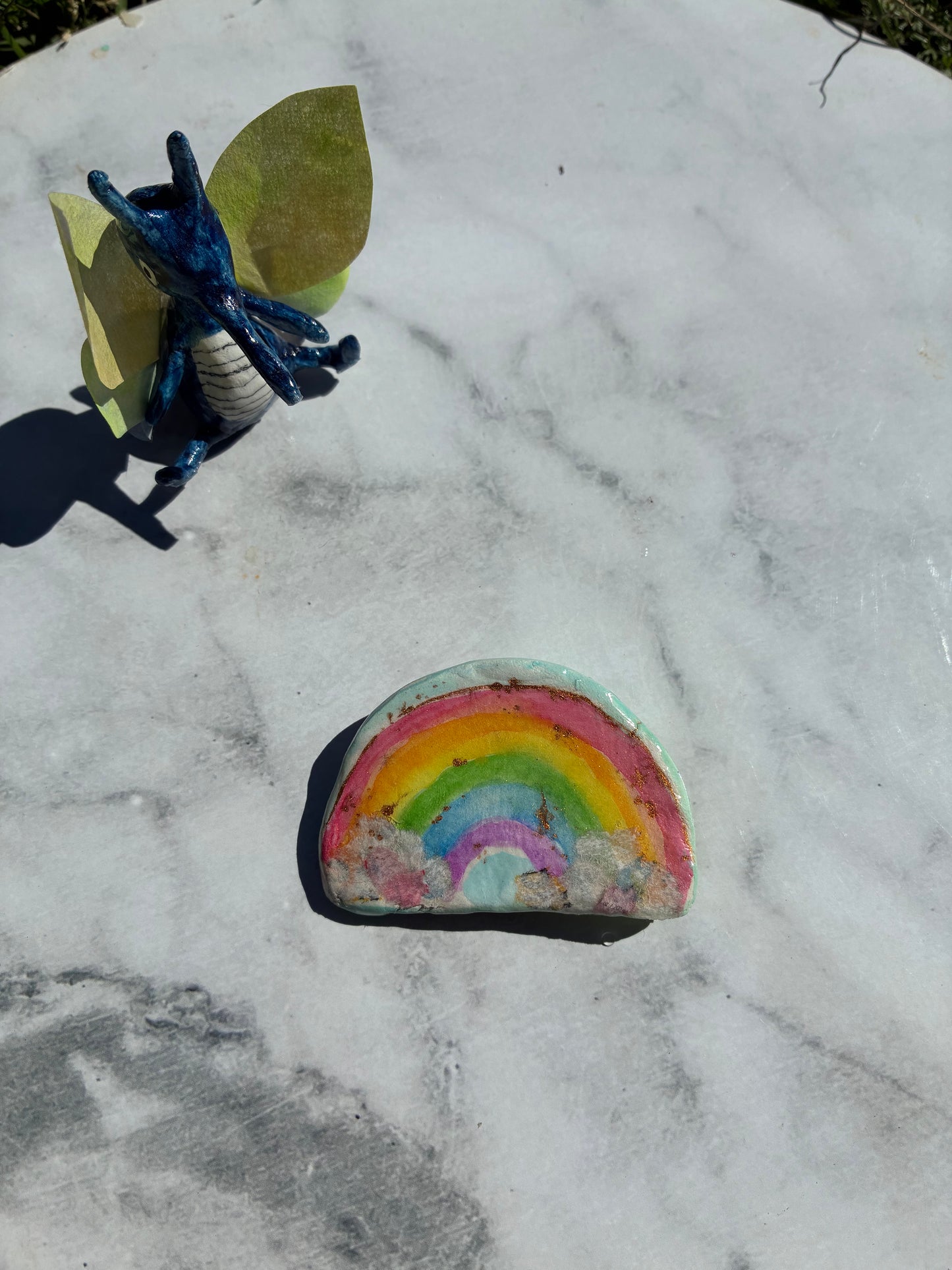 Tsugi Paper Clay Brooch: Rainbow