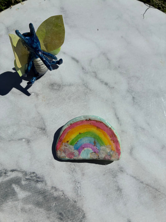 Tsugi Paper Clay Brooch: Rainbow