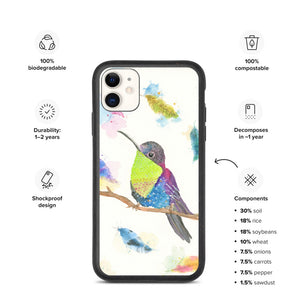 Open image in slideshow, Biodegradable phone case  &#39; Hummingbird 羽 &#39;
