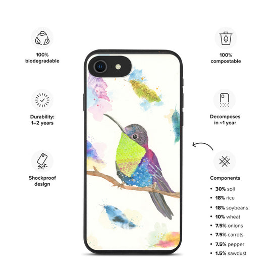 Biodegradable phone case  ' Hummingbird 羽 '