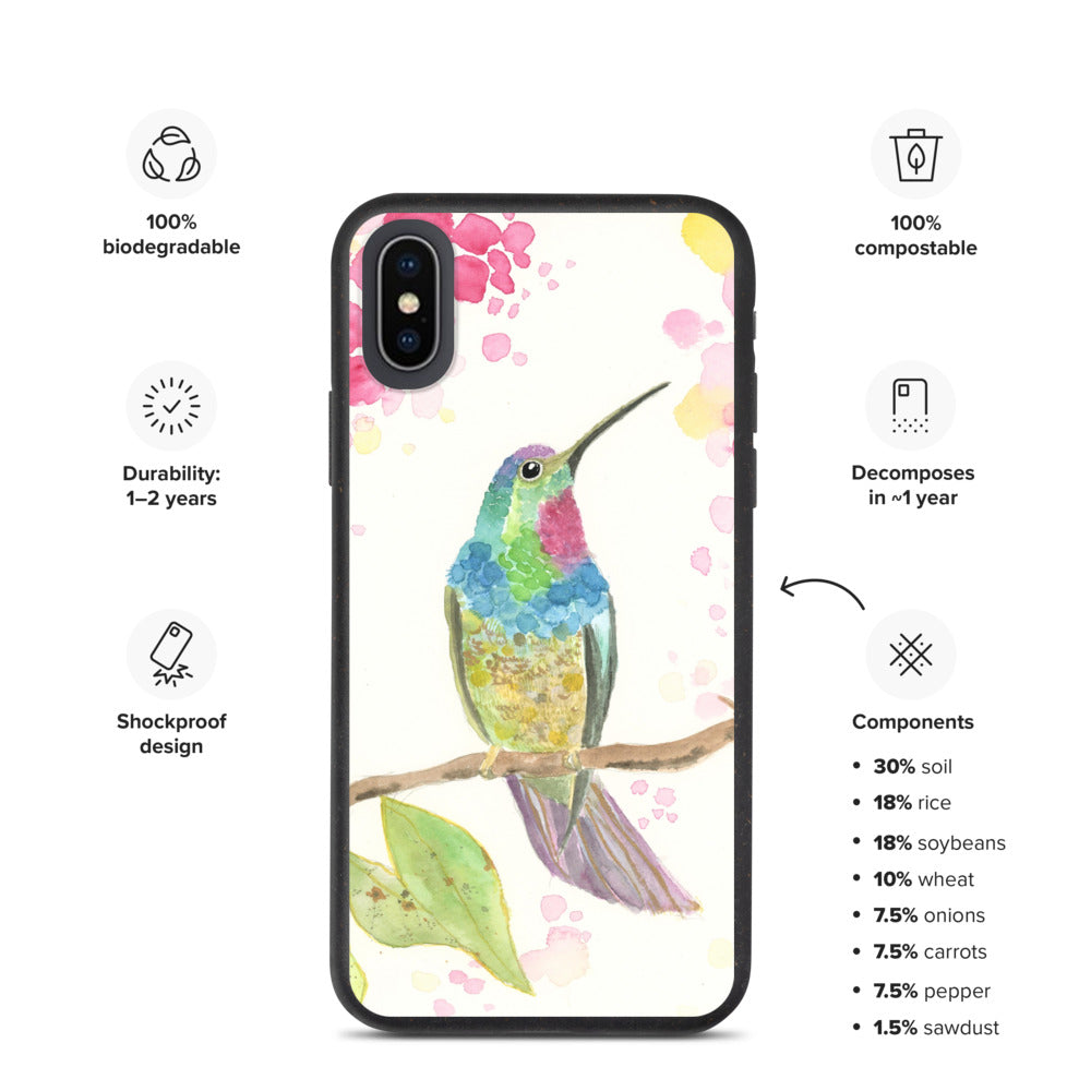 Biodegradable phone case ' Hummingbird 華 '