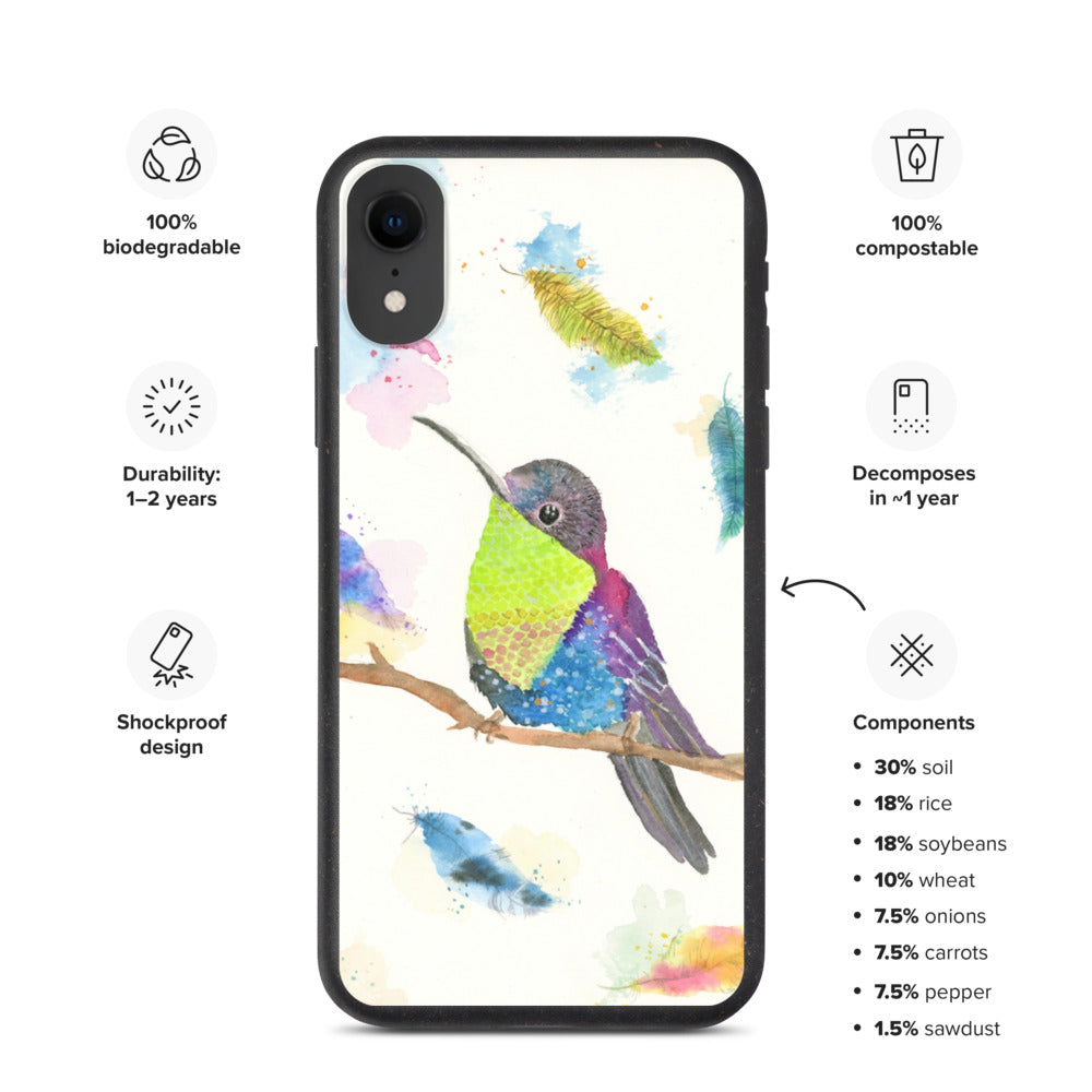 Biodegradable phone case  ' Hummingbird 羽 '