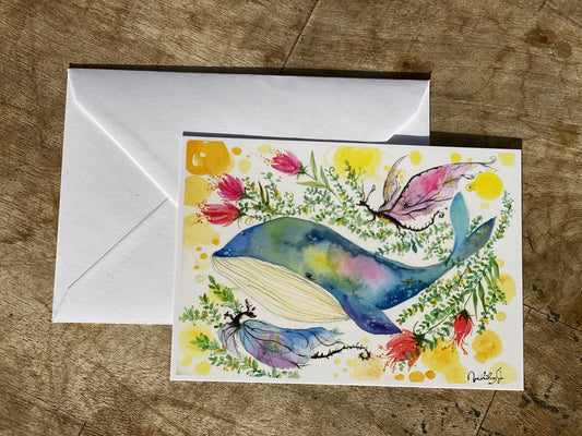 Whale & fairy Greetings Card