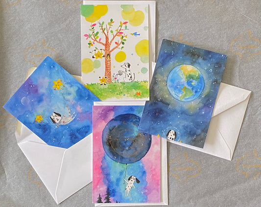 Dalmatian Watercolour Greeting Cards (Set Of 4)