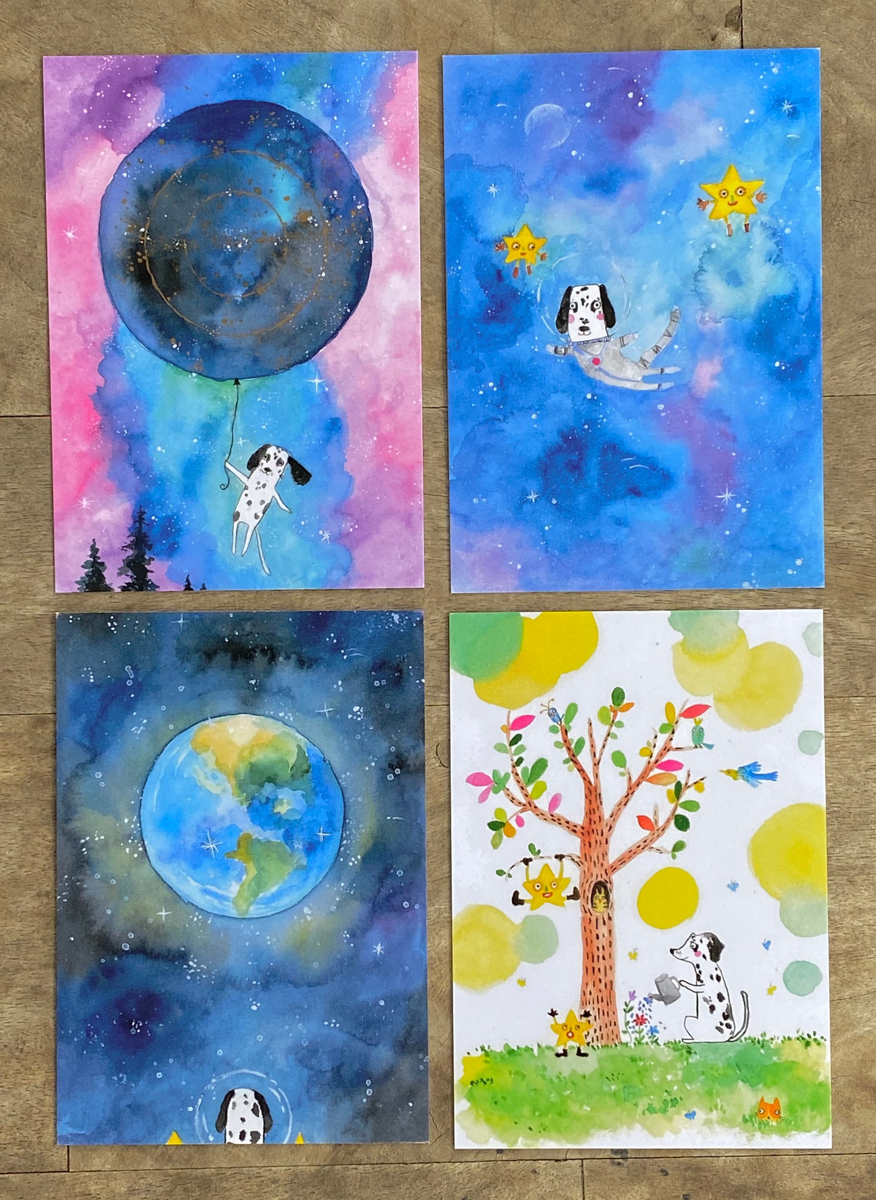 Dalmatian Watercolour Greeting Cards (Set Of 4)