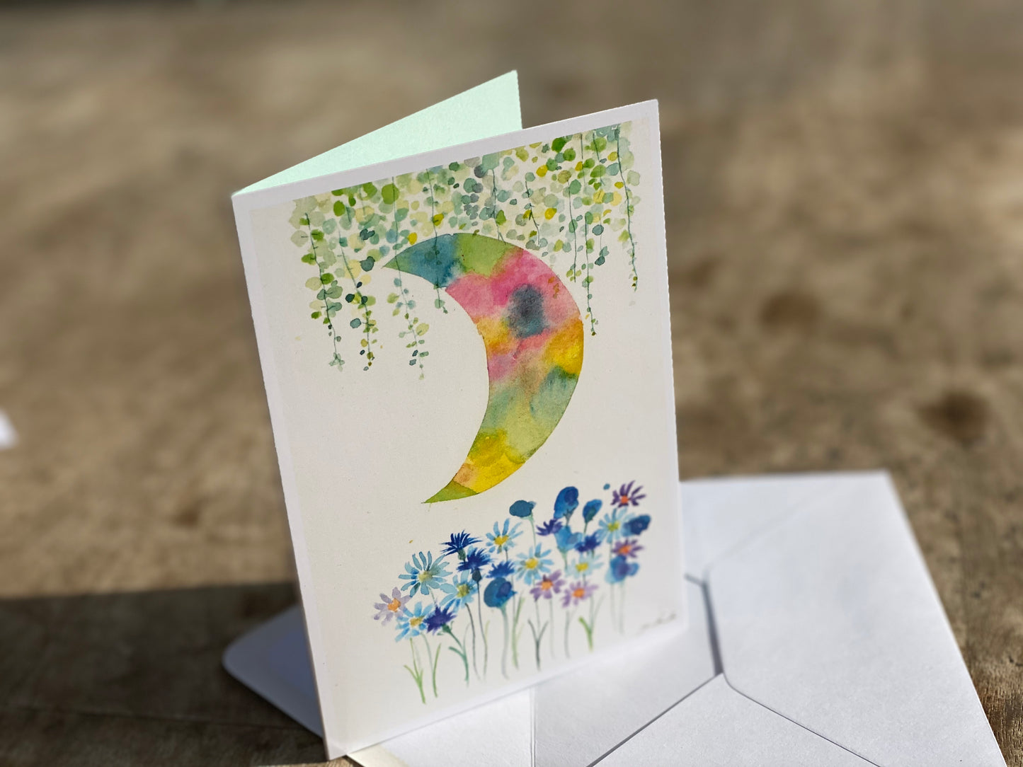 Moon & Flower Greetings card